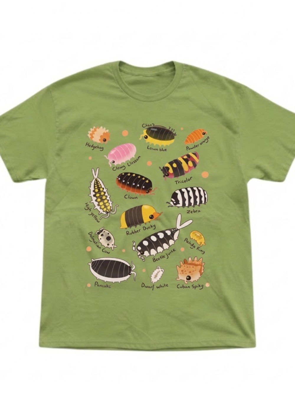 Cute Isopod Bug Chart Graphic Olive Green Gildan T-Shirt